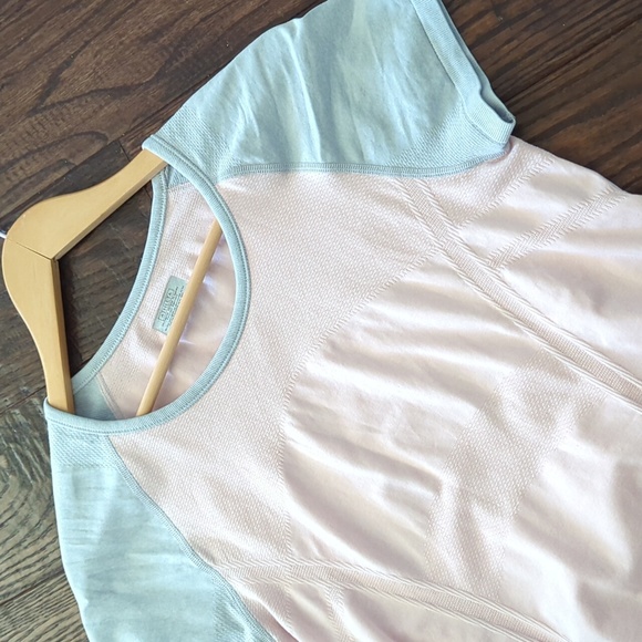 Athleta Tops - ATHLETA I Pink & Grey Color Block Fast Track Short Sleeve Athletic Tee Top, M
